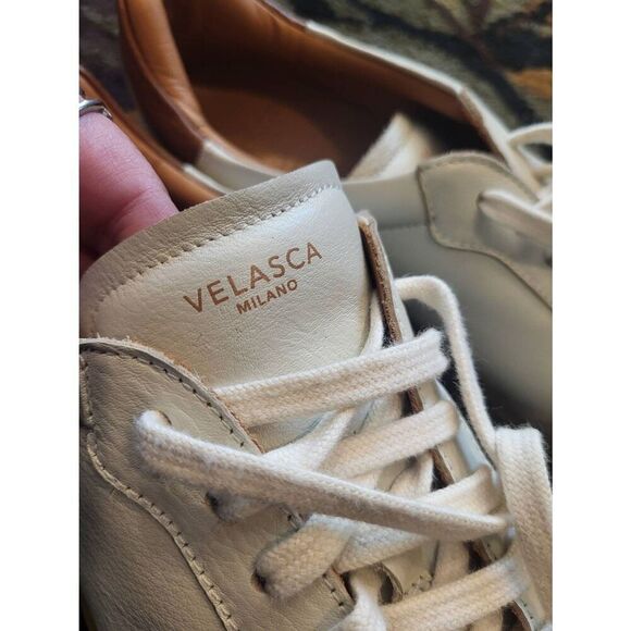 NEW Velasca Sneakers Men's 9 42 Cream Ciciarun Calf Leather Suede Low Top - Picture 8 of 9